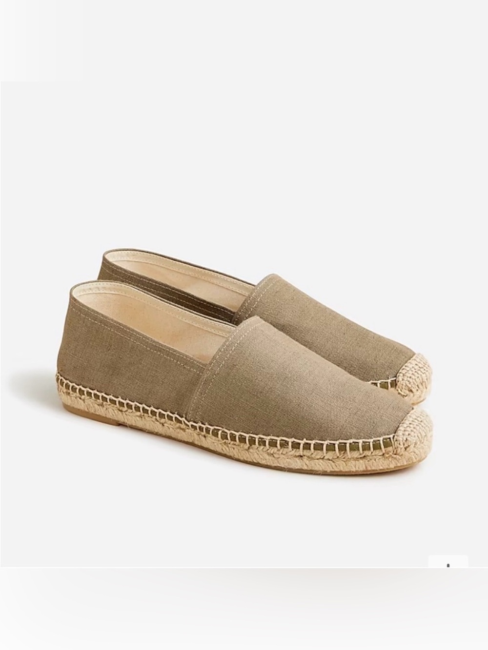 J. Crew Made-in-Spain Espadrille Flats in Linen Rich Olive Women’s Size 8